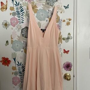 Express light pink/peach low plunge neck mini dress  size S